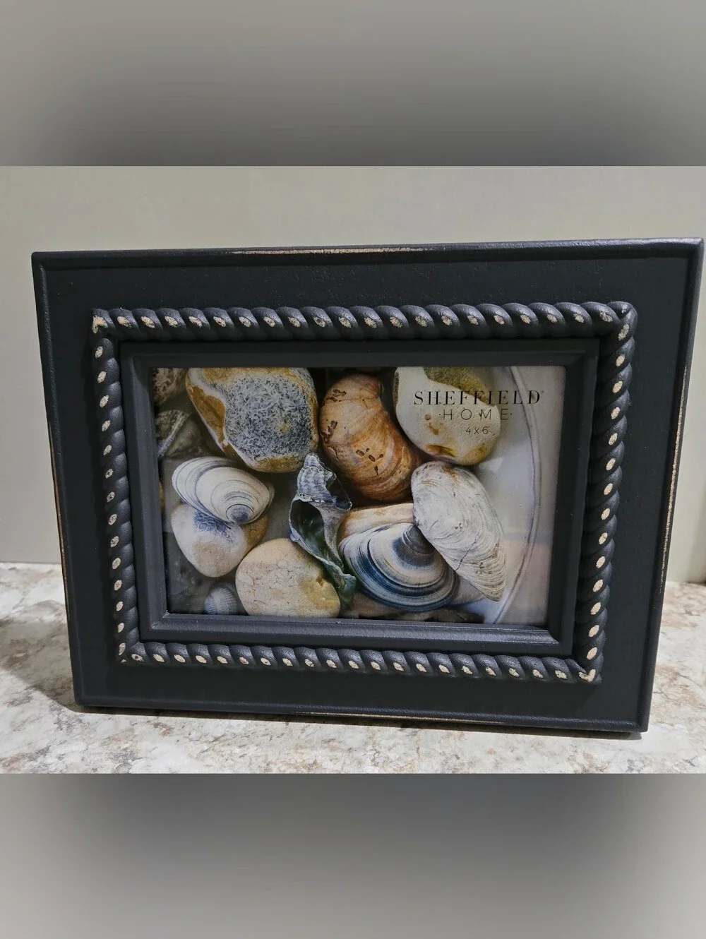 Sheffield Home Blue Decorative Wood Rope Frame